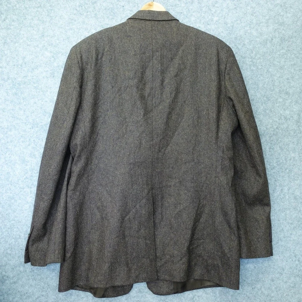 1970s Vintage Herringbone Tweed Sports Coat Men 44 Long Brown Wool Fall Speckled